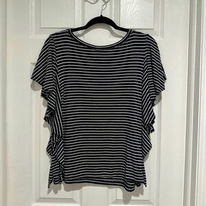 Butterfly short sleeve striped blouse